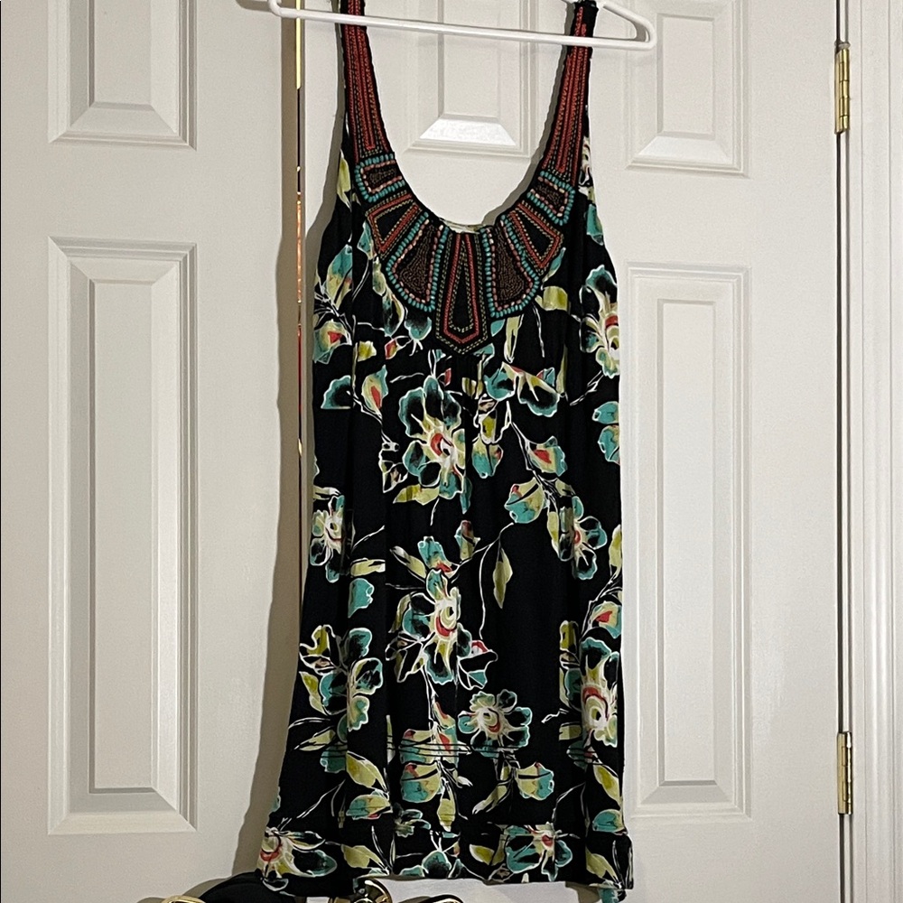 Floral Black Sleeveless Dress